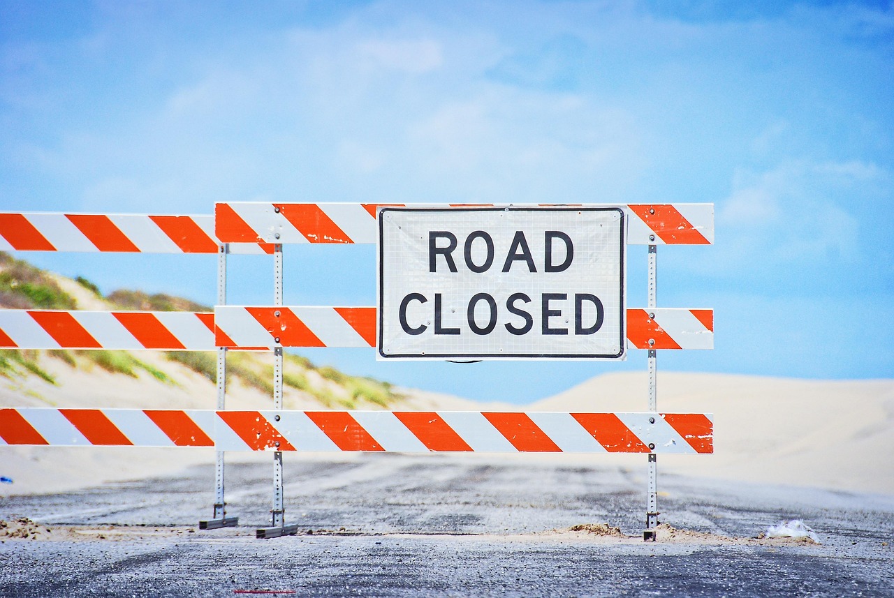Signpost, closed, road-sign — Coronavirus disease 2019